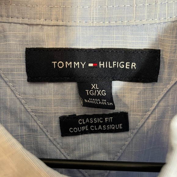 Tommy Hilfiger Blue Short Sleeve Button Down Shirt Lightweight Cotton Size XL - Picture 7 of 7